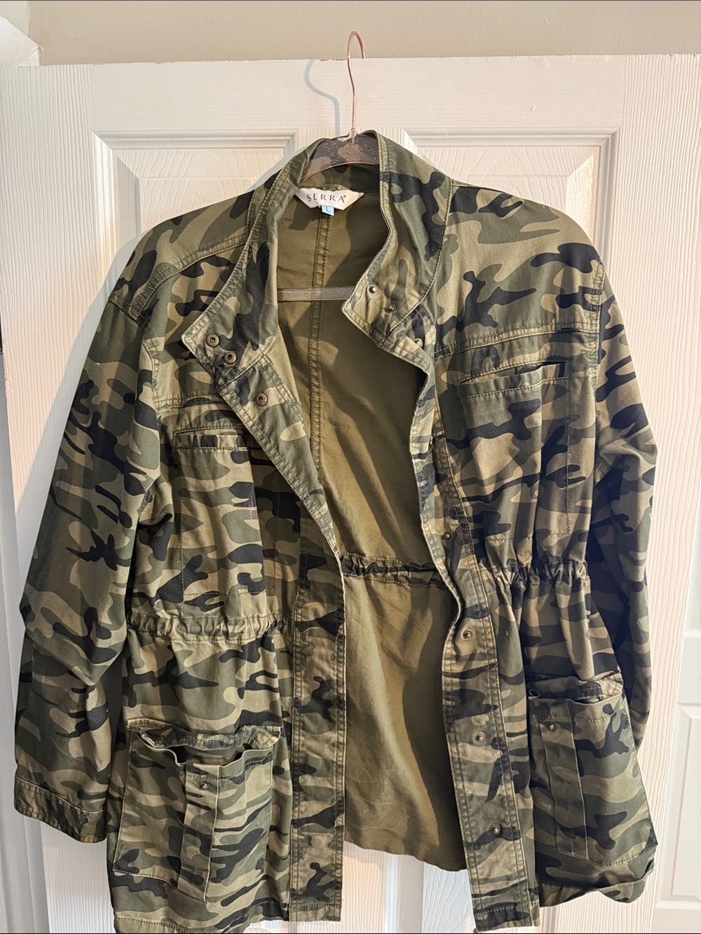Serra Olive Green & Black Camouflage Utility Jacket